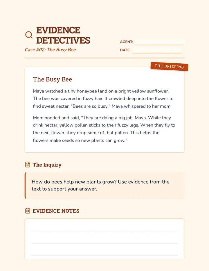 Busy Bee Worksheet