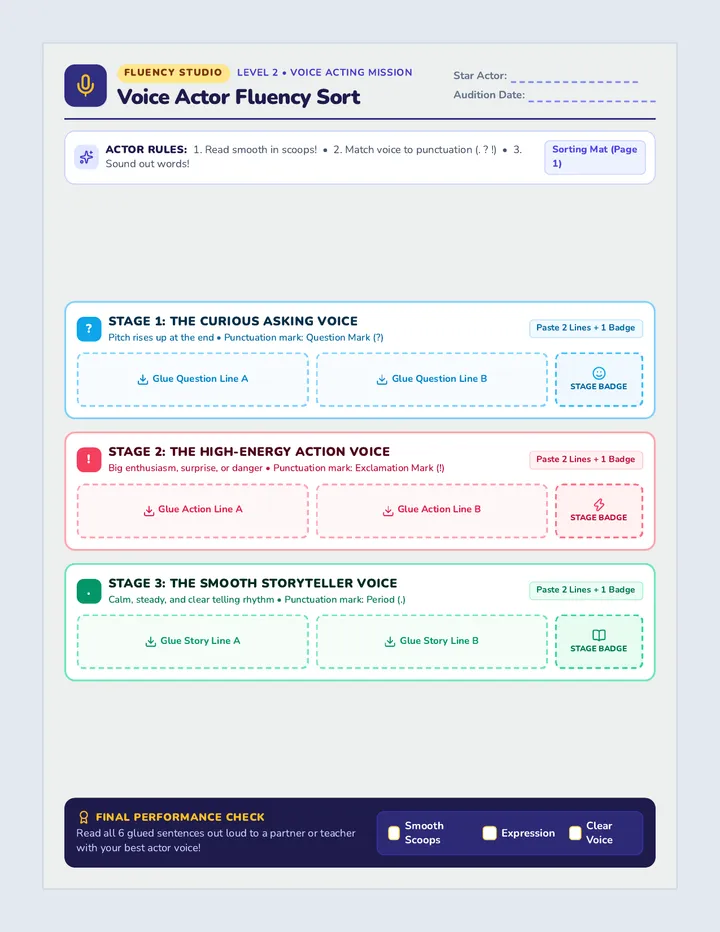 Voice Actor Fluency Worksheet