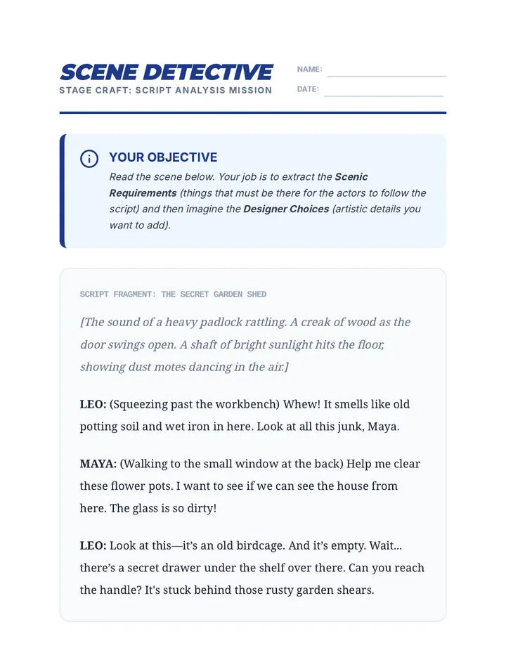 Scene Detective Worksheet