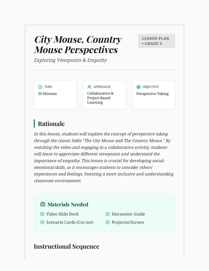 Mouse Perspective Lesson Plan