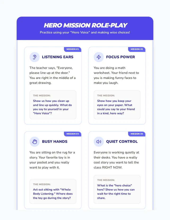 Hero Mission Role Play Cards