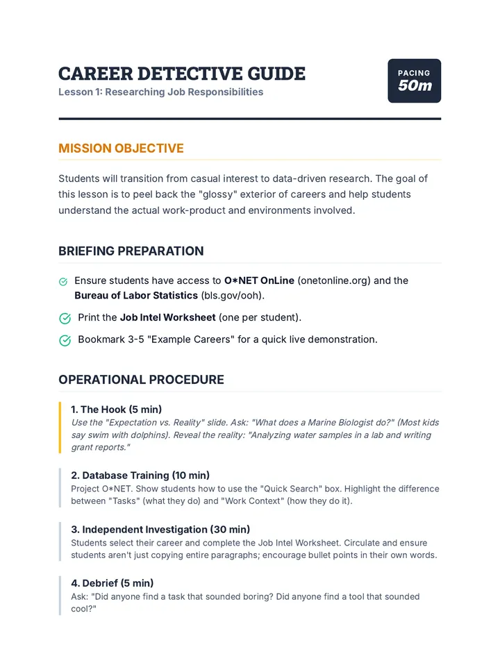 Career Detective Teacher Guide