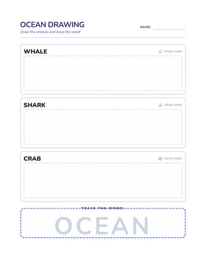 Ocean Drawing Worksheet