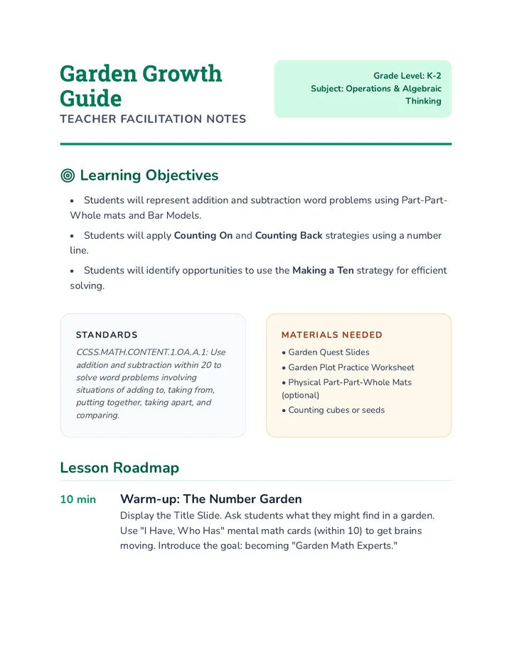 Garden Growth Teacher Guide