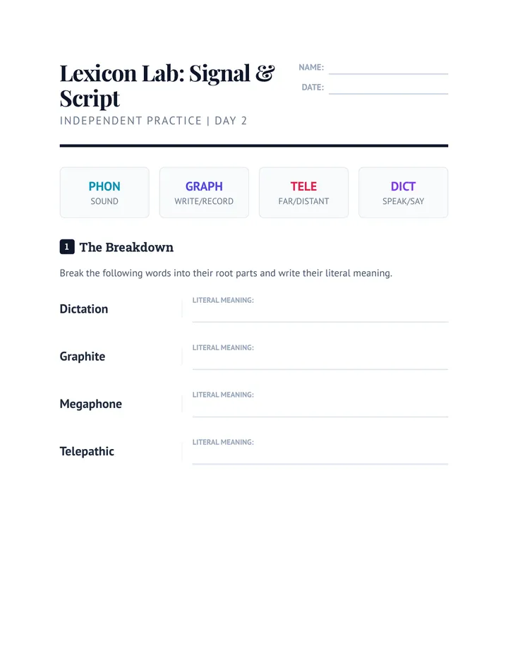 Signal and Script Worksheet