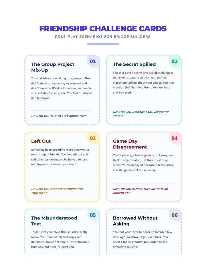 Friendship Scenario Cards