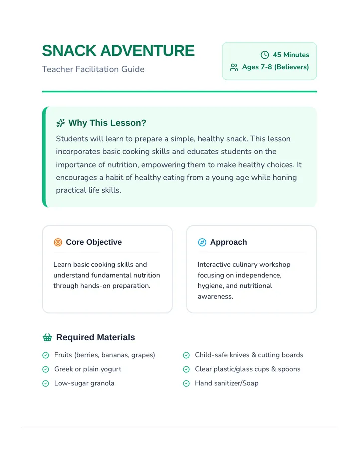 Snack Adventure Lesson Plan