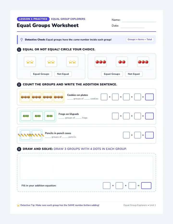Equal Groups Worksheet
