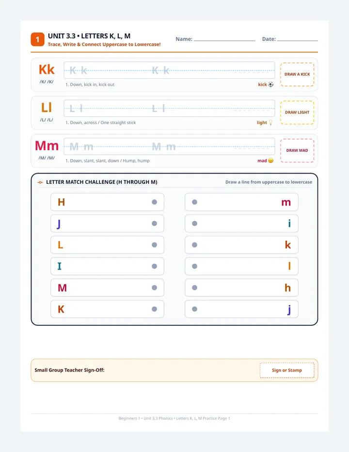 Letter Tracks Practice Worksheet