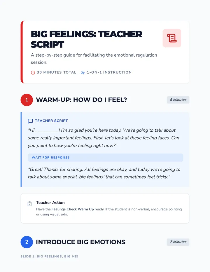 Big Feelings Teacher Script