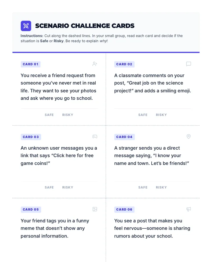 Safe vs Unsafe Scenario Cards