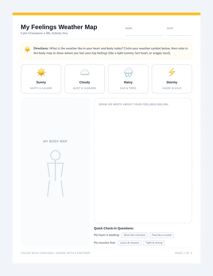 Calm Champions Worksheets