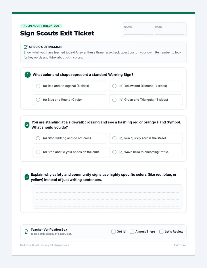 Sign Scouts Exit Ticket