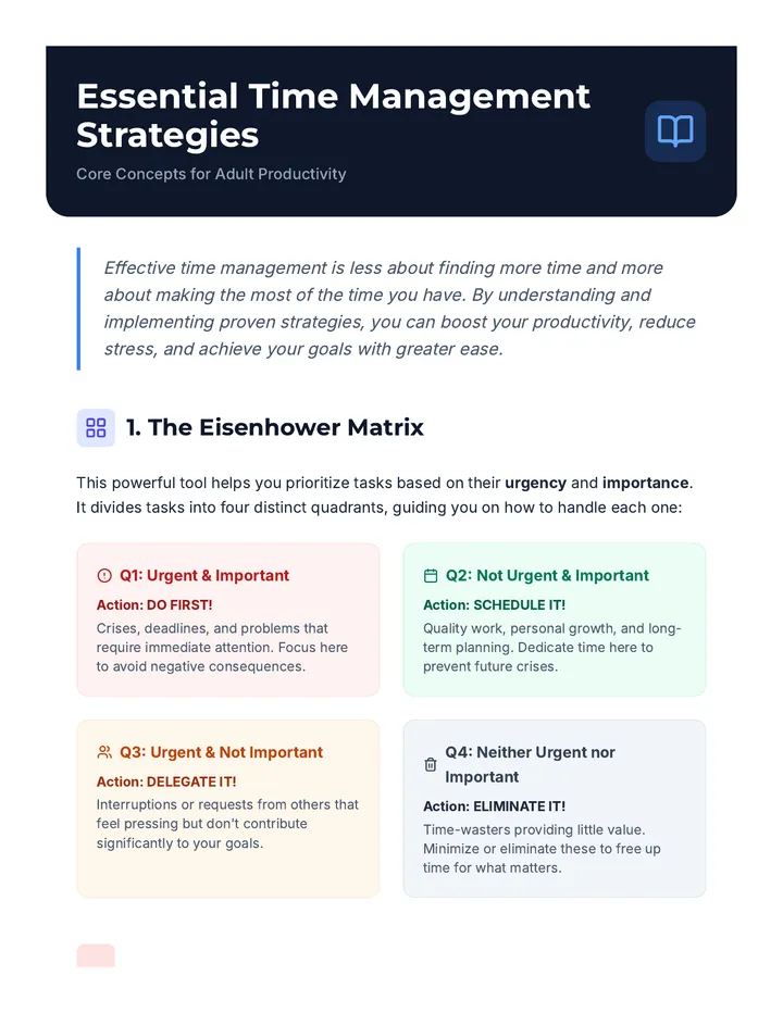Time Management Strategies Reading