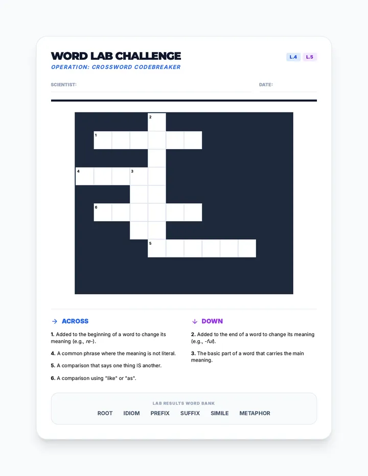 Word Lab Crossword Puzzle