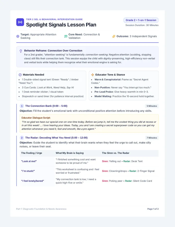 Spotlight Signals Lesson Plan