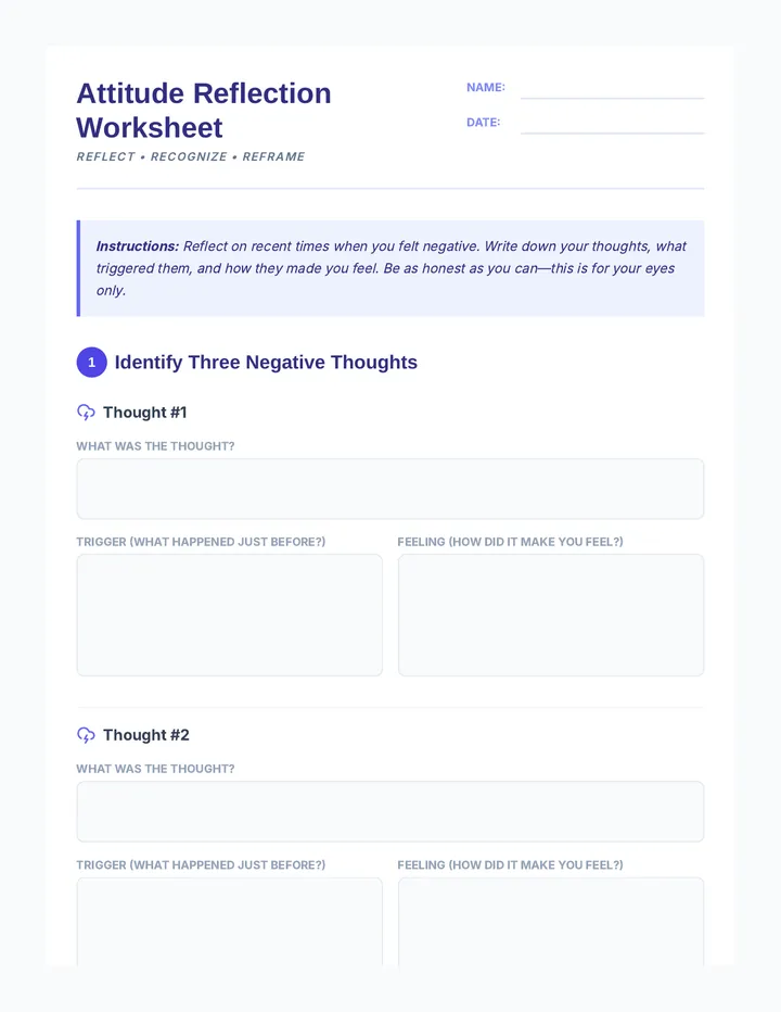 Attitude Reflection Worksheet