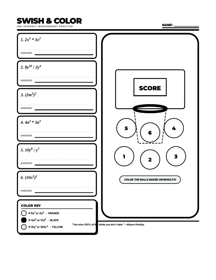 Swish and Color Worksheet BW