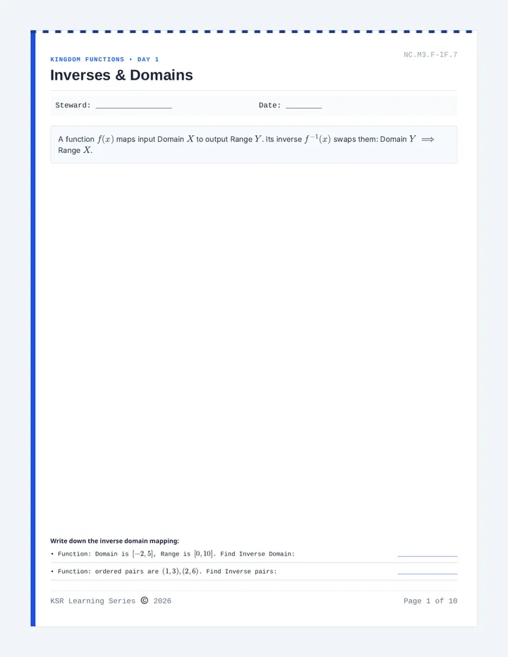 Kingdom Functions Workbook
