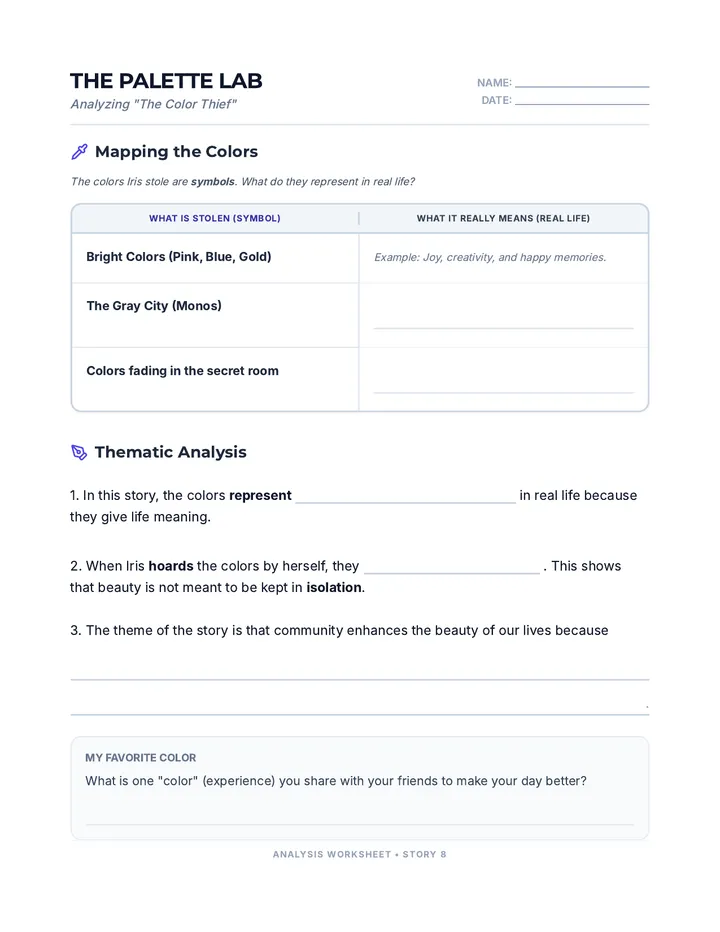 Color Thief Analysis Worksheet