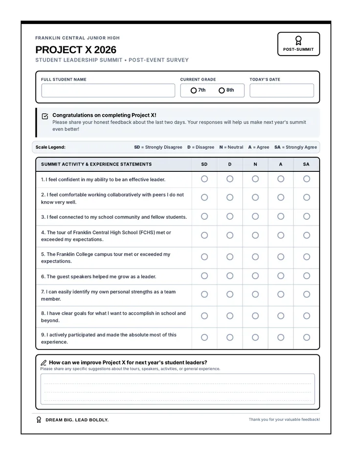 Project X Post-Survey Document page 1