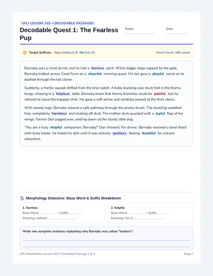 Trio Decodables Reading Handout