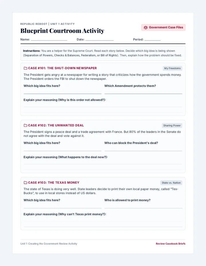 Blueprint Courtroom Activity