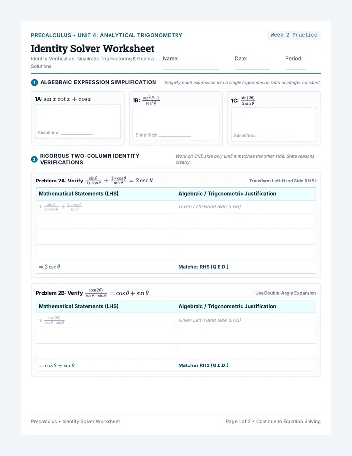Identity Solver Worksheet