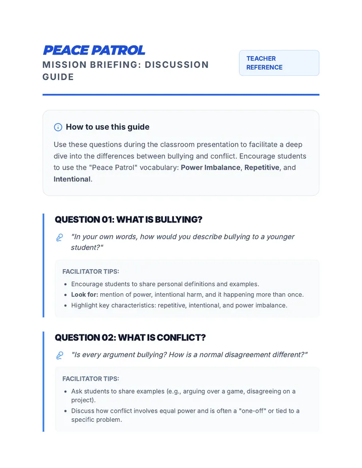 Peace Patrol Discussion Guide
