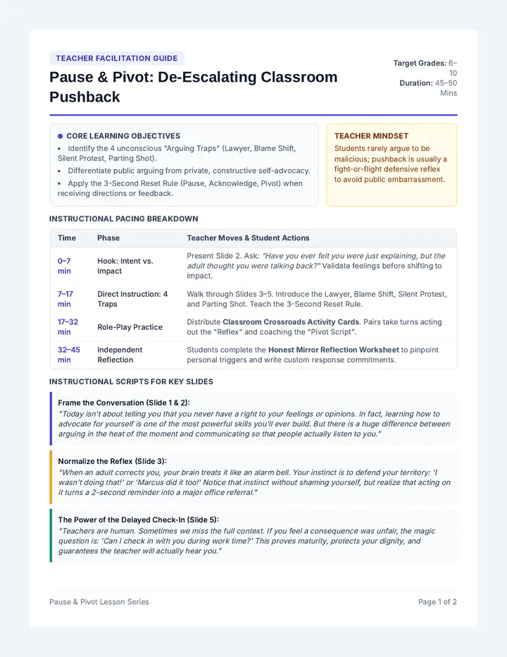 Pause and Pivot Teacher Guide