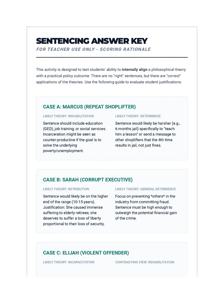 Sentencing Answer Key