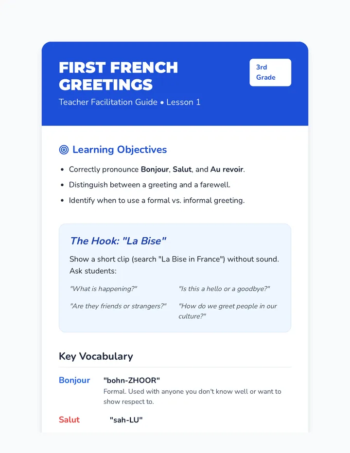 Hello and Goodbye Teacher Guide