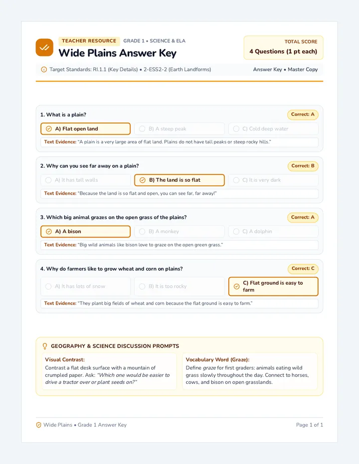 Wide Plains Answer Key
