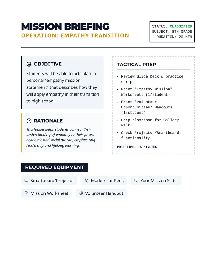 Mission Briefing Teacher Guide