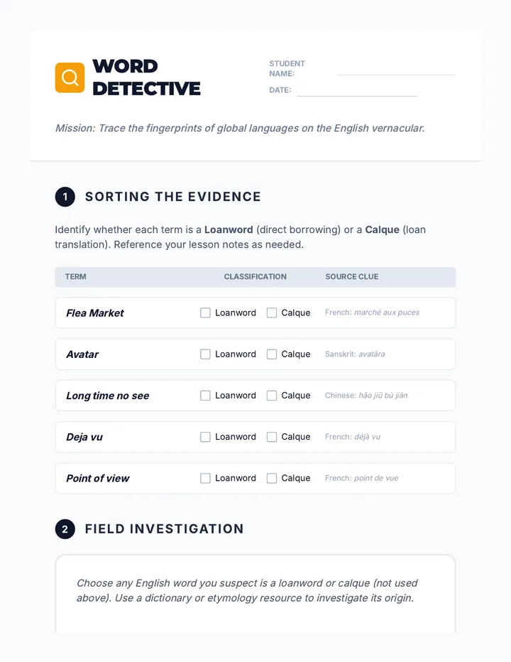 Word Detective Worksheet