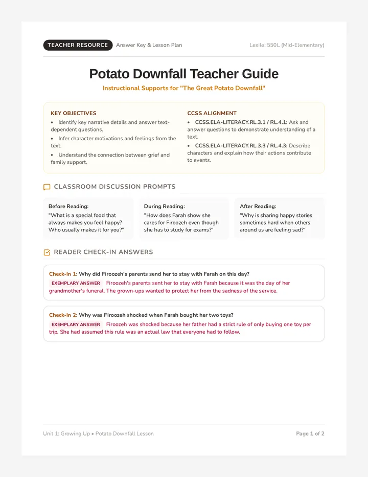 Potato Downfall Teacher Guide