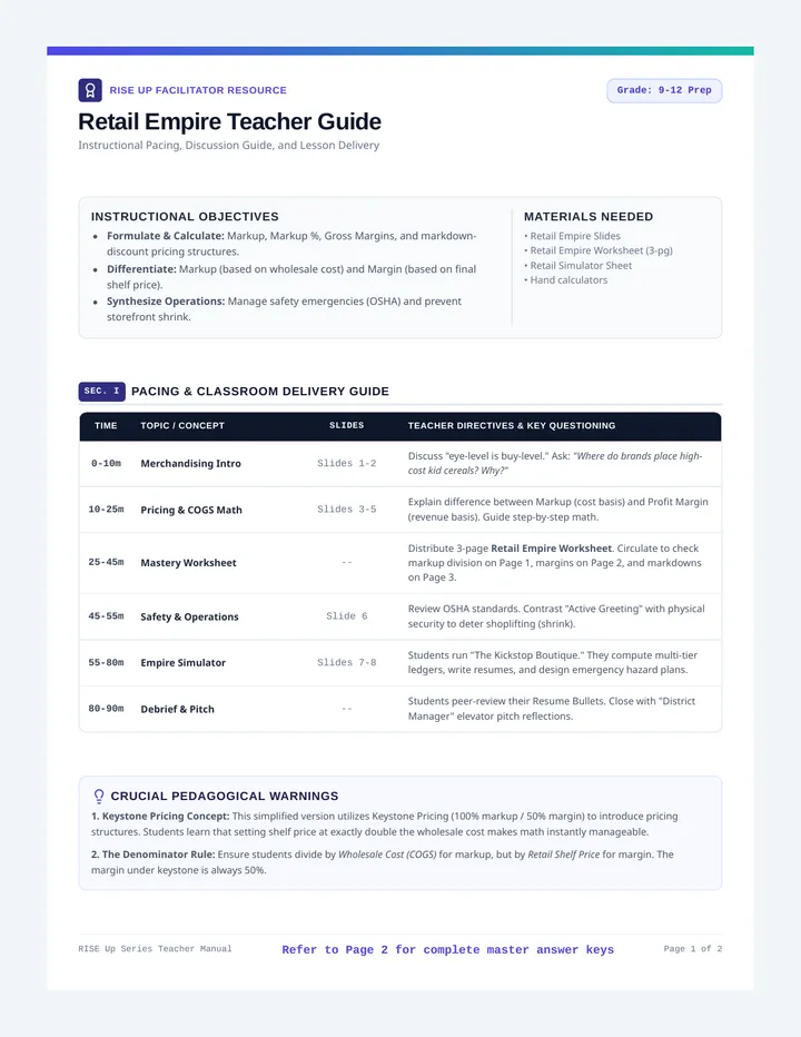 Retail Empire Teacher Guide