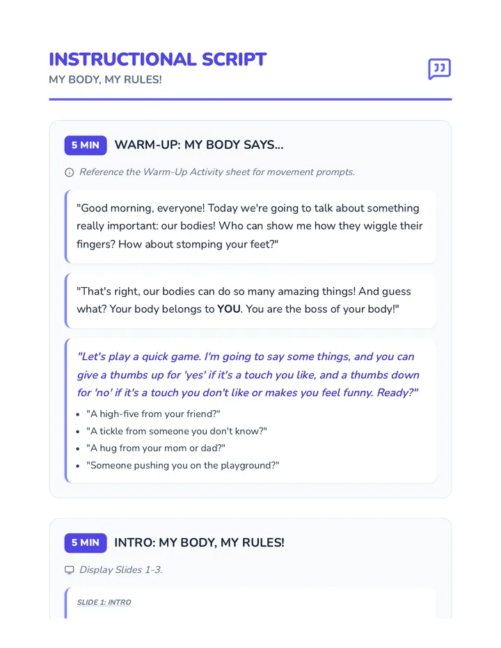 My Body My Rules Script