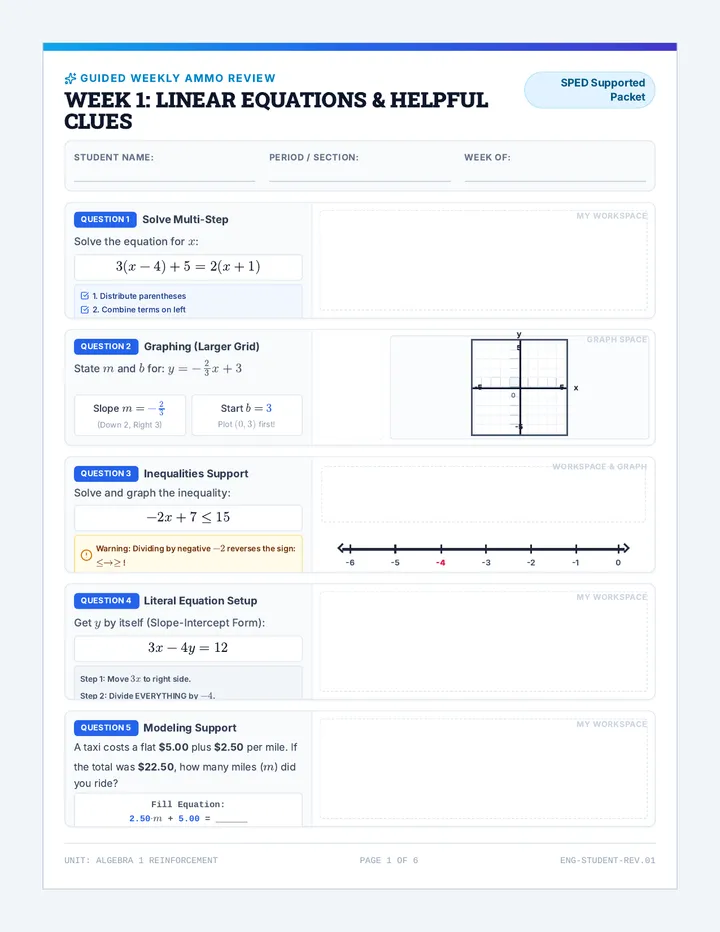 Algebra Ammo Student Booklet