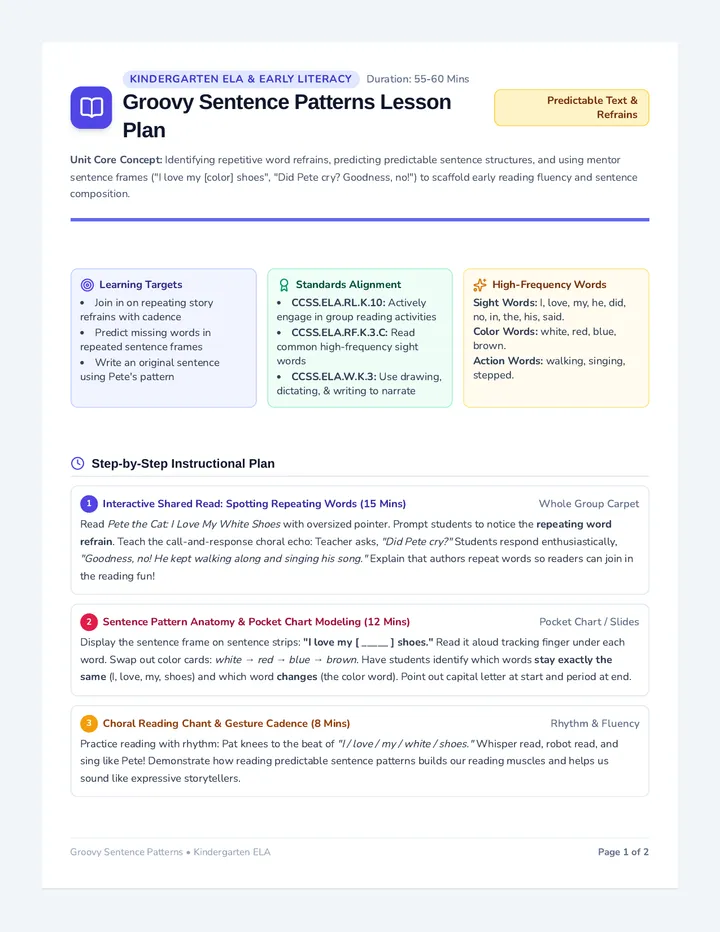 Groovy Patterns Lesson Plan