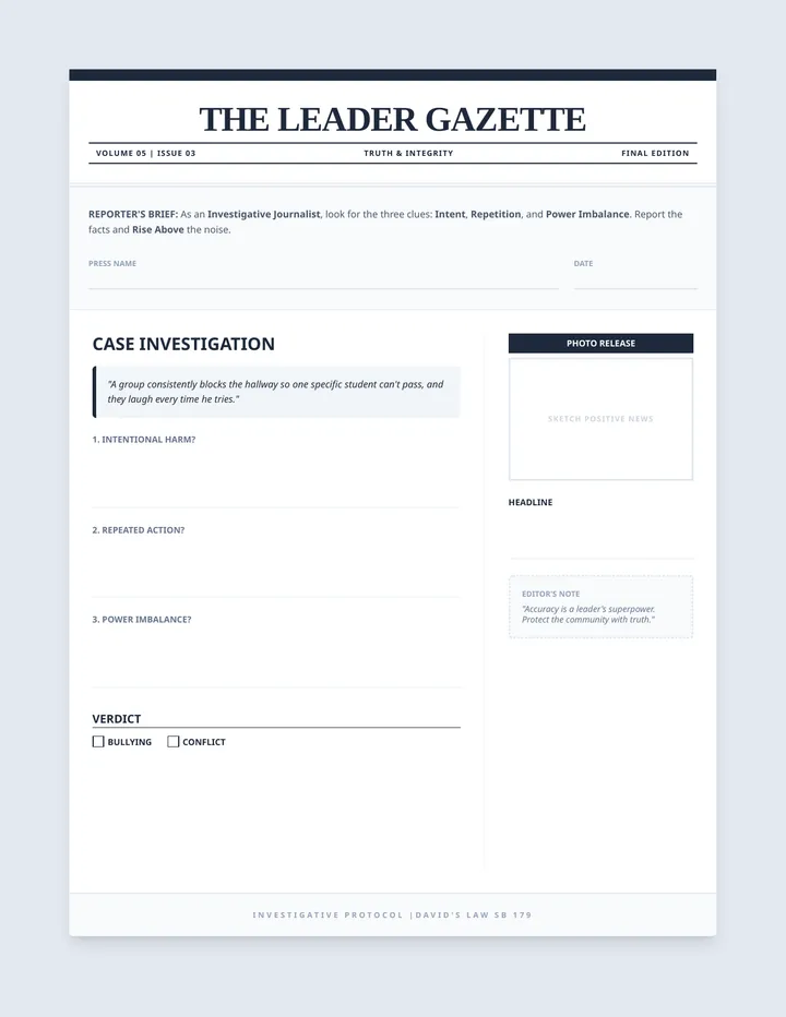 Rising Above Investigative Journalist Activity Sheet