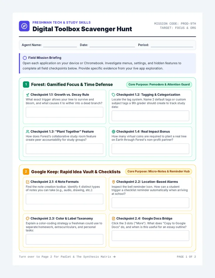 Digital Toolbox Scavenger Hunt