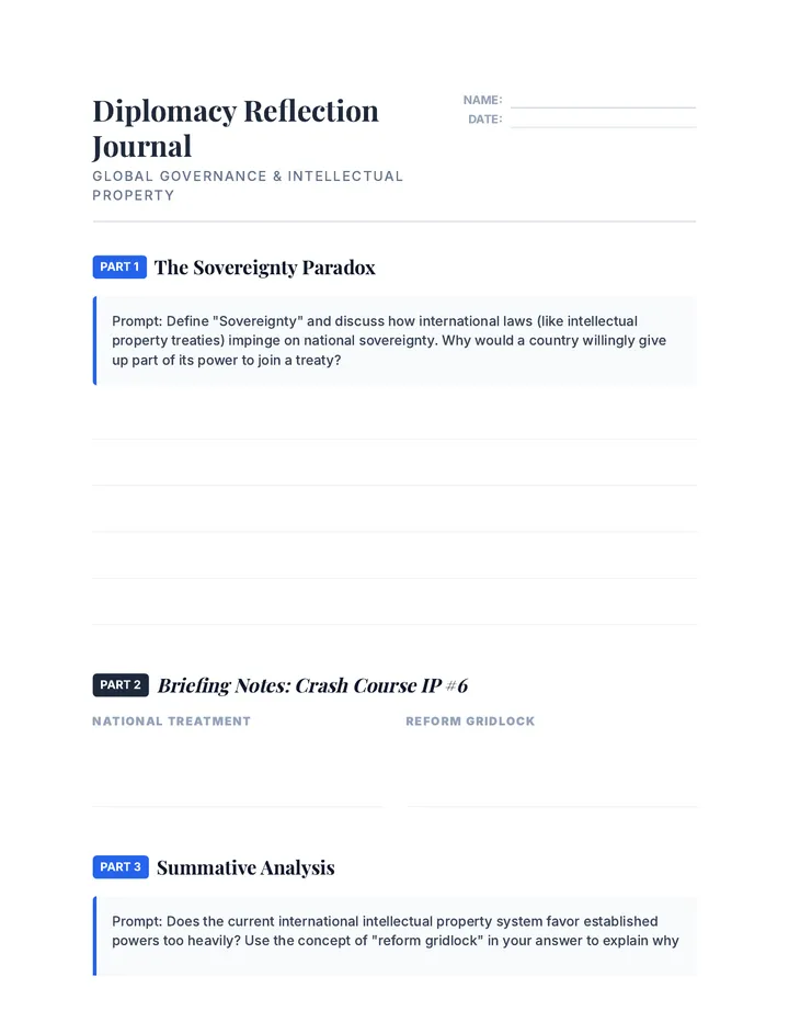 Diplomacy Reflection Journal