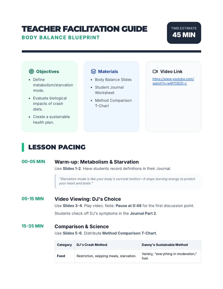 Body Balance Teacher Guide