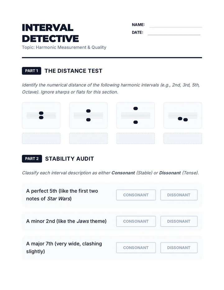 Interval Detective Worksheet