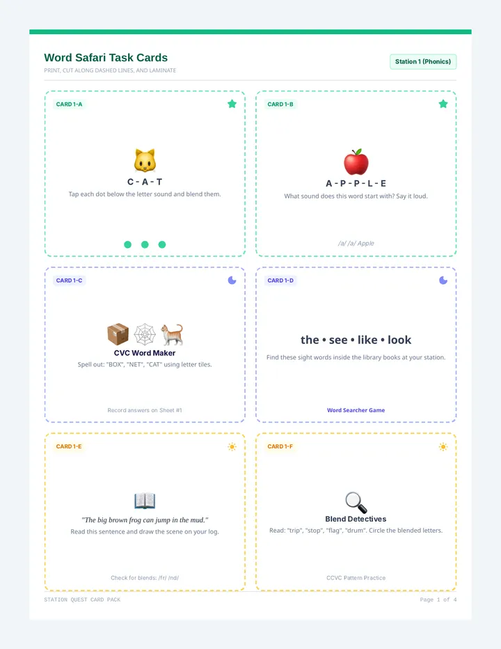Station Quest Task Cards
