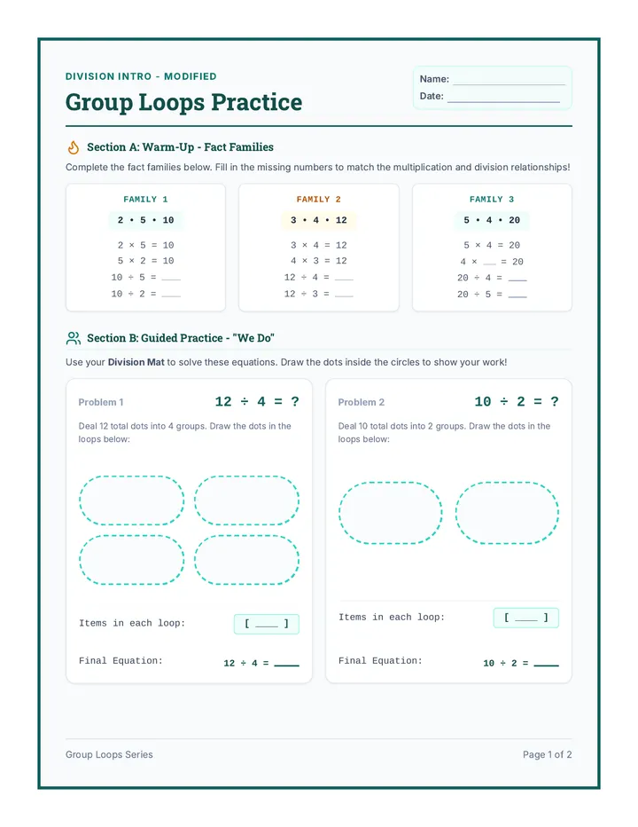 Group Loops Practice Worksheet