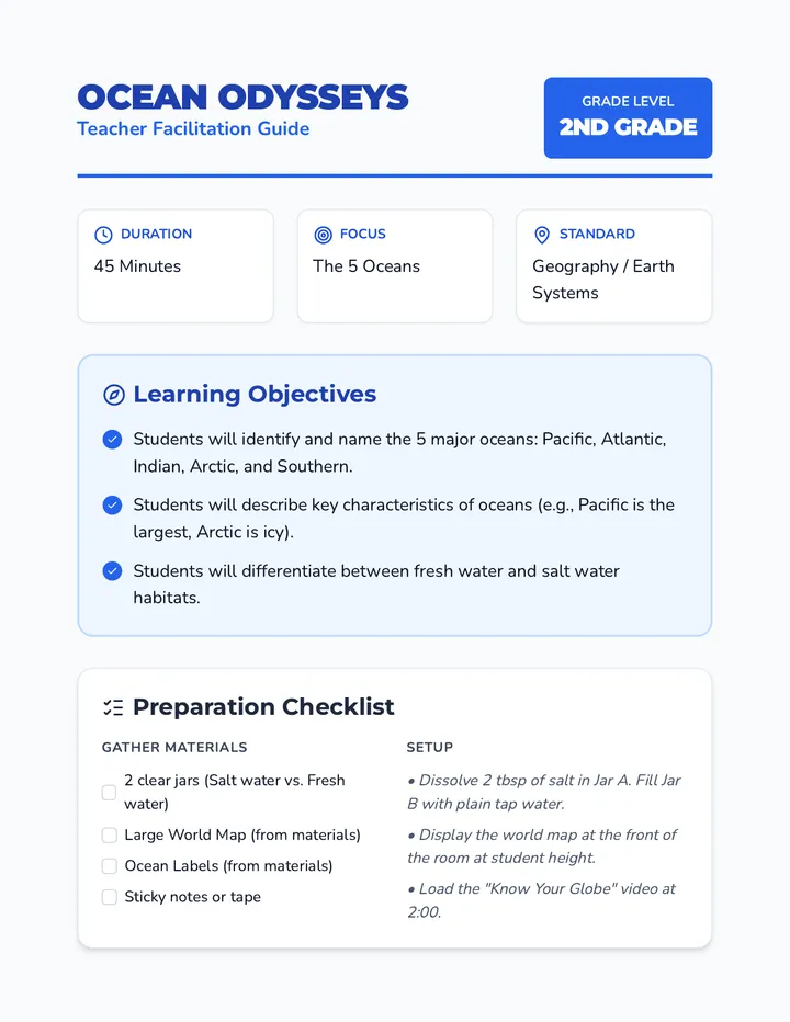 Ocean Odysseys Teacher Guide