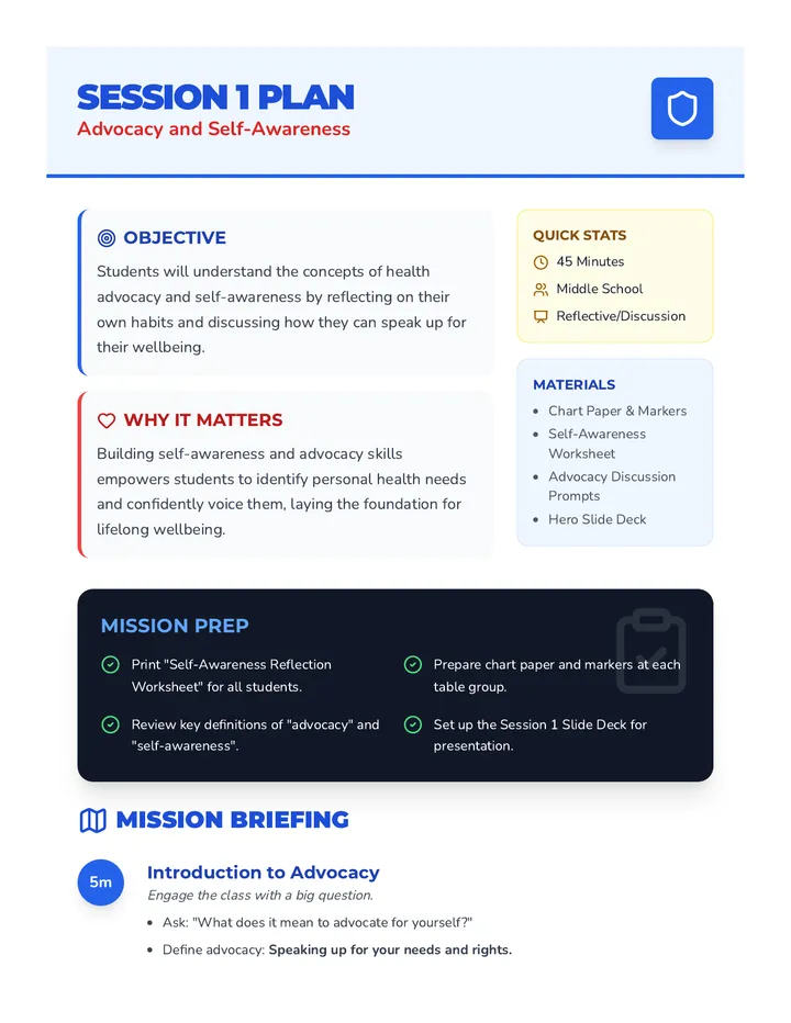 Session 1 Plan Teacher Guide