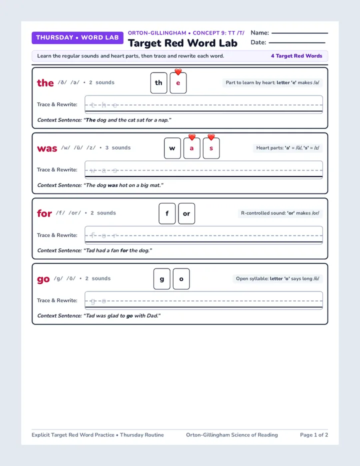 Thursday Sentences Worksheet